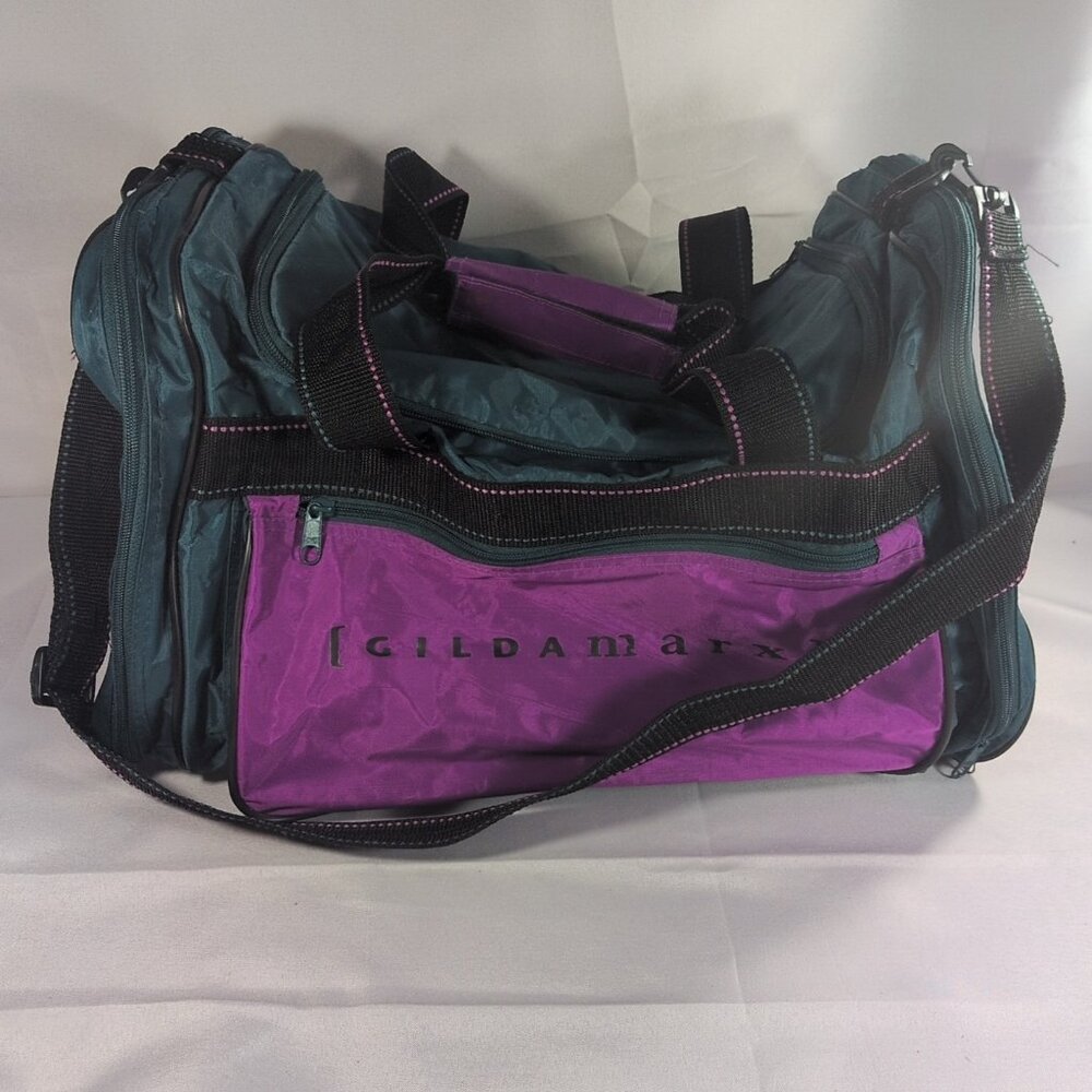 Gilda Marx Duffle Bag Vintage 80s 90s Colorblock Gym Pilates Yoga Purple Green